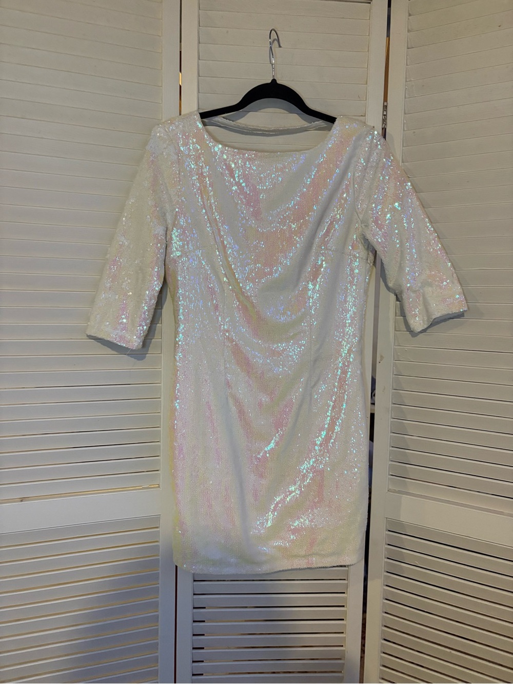 Tobi Iridescent Sequin Mini Dress in White